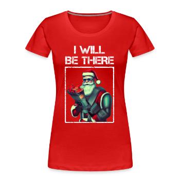 Futuriste Sci-Fi Punk Santa Claus Cyborg - T-shirt bio Premium Femme - rouge - Devant - Mia (176cm)