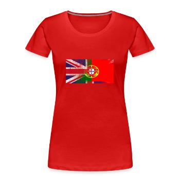 Britisches Portugiesisch Halb Portugiesisch Halb UK Flagge - Frauen Premium Bio T-Shirt - Rot - Vorne - Mia (176cm)
