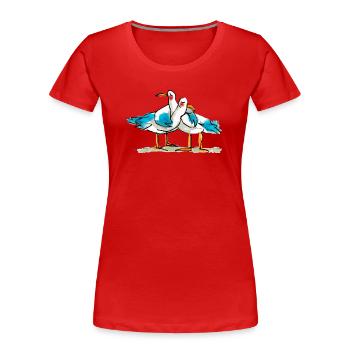 prinzenart / Helmut & Erwin - T-shirt bio Premium Femme - rouge - Devant - Mia (176cm)