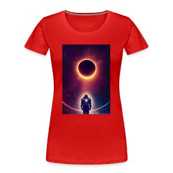 Charakter Kaiser des Kosmos leuchtend golden - Frauen Premium Bio T-Shirt - Rot - Vorne - Mia (176cm)