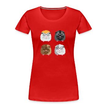 Vier nerdige kleine Meerschweinchen mit Brille - Frauen Premium Bio T-Shirt - Rot - Vorne - Mia (176cm)