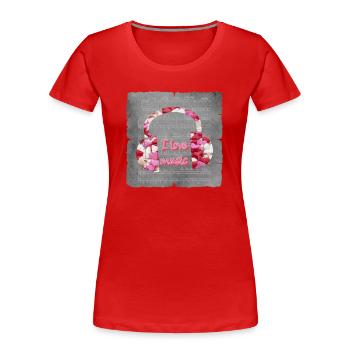kopfhörer aus herzen i love music - Frauen Premium Bio T-Shirt - Rot - Vorne - Mia (176cm)