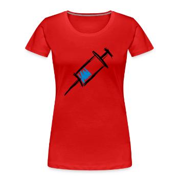 Seringue pleine, injection, dessinée à la main - T-shirt bio Premium Femme - rouge - Devant - Mia (176cm)