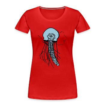Qualle - Frauen Premium Bio T-Shirt - Rot - Vorne - Mia (176cm)
