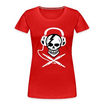 Pirate de musique, des pirates de musique Casques - T-shirt bio Premium Femme - rouge - Devant - Mia (176cm)