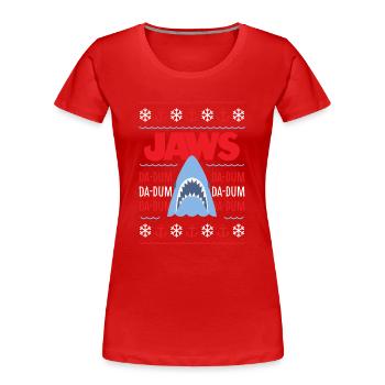 Jaws Distressed Da-Dum Da-Dum - Women's Premium Organic T-Shirt - red - Front - Mia (176cm)