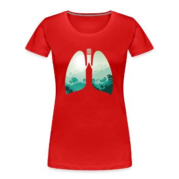 Nature verte forêt paysage poumon - T-shirt bio Premium Femme - rouge - Devant - Mia (176cm)