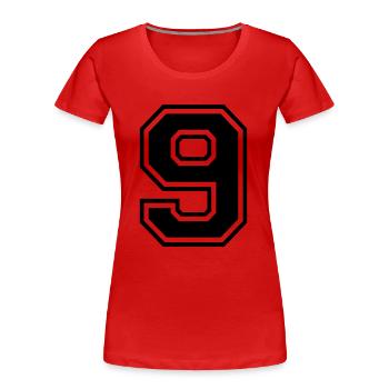Nummer 9 - Frauen Premium Bio T-Shirt - Rot - Vorne - Mia (176cm)