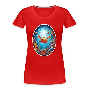 Animaux marins-Poissons - T-shirt bio Premium Femme - rouge - Devant - Mia (176cm)