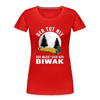 biwak bushcraft wildcamping survival adventure - Frauen Premium Bio T-Shirt - Rot - Vorne - Mia (176cm)
