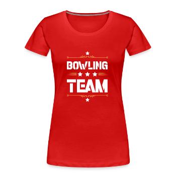Bowling Team - Frauen Premium Bio T-Shirt - Rot - Vorne - Mia (176cm)