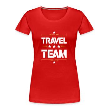 Travel Team - Frauen Premium Bio T-Shirt - Rot - Vorne - Mia (176cm)