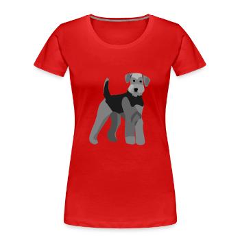 Airedale Terrier vorne - Frauen Premium Bio T-Shirt - Rot - Vorne - Mia (176cm)