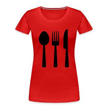 Besteck - Frauen Premium Bio T-Shirt - Rot - Vorne - Mia (176cm)