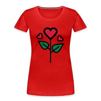Valentine's Rose en forme de coeur - T-shirt bio Premium Femme - rouge - Devant - Mia (176cm)