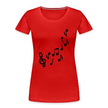 note de musique - T-shirt bio Premium Femme - rouge - Devant - Mia (176cm)