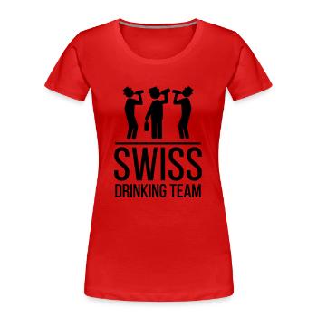Swiss Drinking Team - Frauen Premium Bio T-Shirt - Rot - Vorne - Mia (176cm)