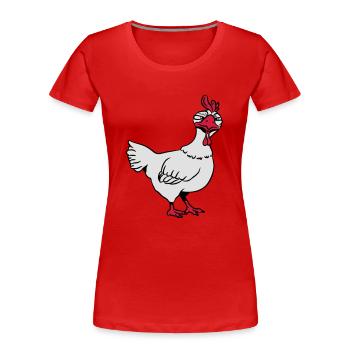 Poulet en colère - T-shirt bio Premium Femme - rouge - Devant - Mia (176cm)