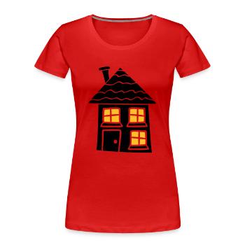 night light window dark black sweet little cottage - Women's Premium Organic T-Shirt - red - Front - Mia (176cm)
