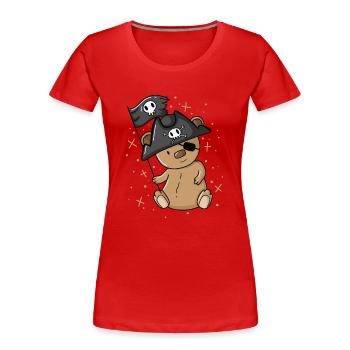 Piraten Teddybär mit Piratenhut Augenklappe - Frauen Premium Bio T-Shirt - Rot - Vorne - Mia (176cm)