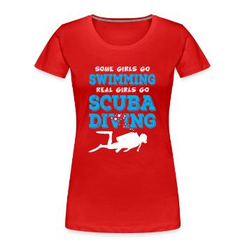Les vraies filles font de la plongée sous-marine - T-shirt bio Premium Femme - rouge - Devant - Mia (176cm)