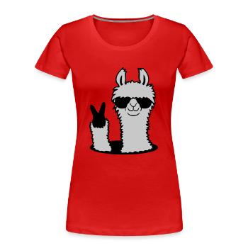 Loch No Drama Llama - Women's Premium Organic T-Shirt - red - Front - Mia (176cm)