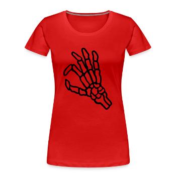Geste Skelett Loch reingucken - Frauen Premium Bio T-Shirt - Rot - Vorne - Mia (176cm)