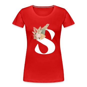 Buchstabe S blumig - Frauen Premium Bio T-Shirt - Rot - Vorne - Mia (176cm)