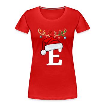 Brief E Weihnachtsmütze - Frauen Premium Bio T-Shirt - Rot - Vorne - Mia (176cm)