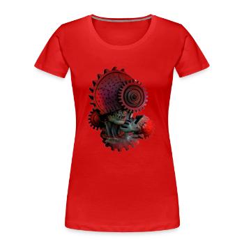 Mensch-Maschine-Kopf - Frauen Premium Bio T-Shirt - Rot - Vorne - Mia (176cm)