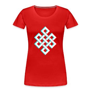 Karma 3D Glitch Anaglyphe - T-shirt bio Premium Femme - rouge - Devant - Mia (176cm)