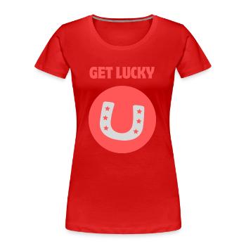 Get Lucky/Horseshoe - Women's Premium Organic T-Shirt - red - Front - Mia (176cm)