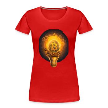 bitcoin Lampe - Frauen Premium Bio T-Shirt - Rot - Vorne - Mia (176cm)