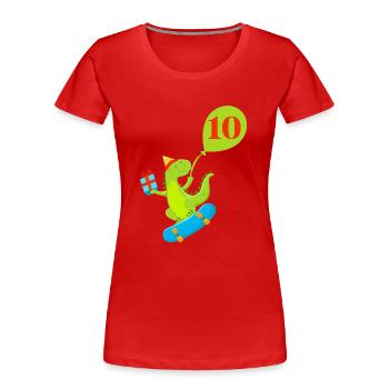 10e anniversaire dinosaure mignon - T-shirt bio Premium Femme - rouge - Devant - Mia (176cm)