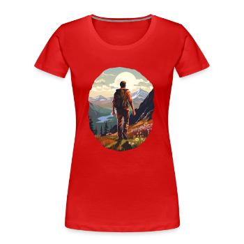 Hiking in the mountains - Women's Premium Organic T-Shirt - red - Front - Mia (176cm)
