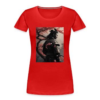 Samurai-Kirschblüten - Frauen Premium Bio T-Shirt - Rot - Vorne - Mia (176cm)