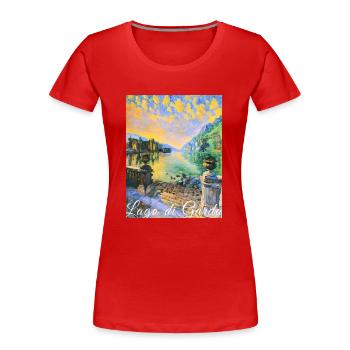 Lago di garda,Gardasee,see,landschaft - Frauen Premium Bio T-Shirt - Rot - Vorne - Mia (176cm)
