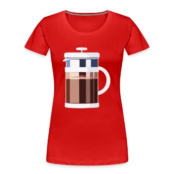 Coffee Frenchpress Cappuccino Latte Art - Women's Premium Organic T-Shirt - red - Front - Mia (176cm)