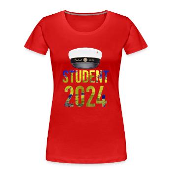 Abschlussfeier 2024 Abiturfeier - Frauen Premium Bio T-Shirt - Rot - Vorne - Mia (176cm)