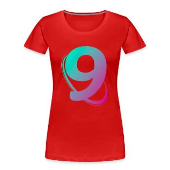 Nummer 9 mehrfarbig - Frauen Premium Bio T-Shirt - Rot - Vorne - Mia (176cm)