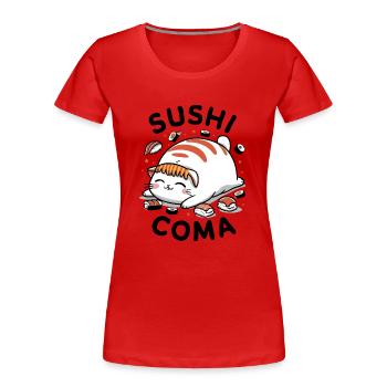 Chat sushi - T-shirt bio Premium Femme - rouge - Devant - Mia (176cm)