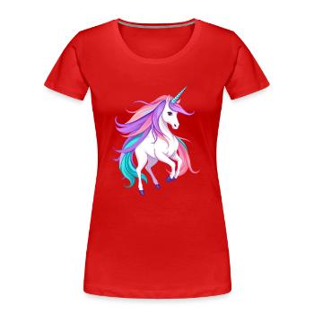 Radiant Violet Licorne Fantasy Illustration - T-shirt bio Premium Femme - rouge - Devant - Mia (176cm)