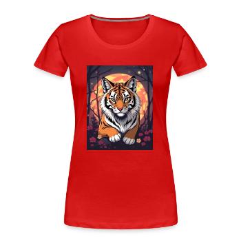 Tigre majestueux dans le style anime - T-shirt bio Premium Femme - rouge - Devant - Mia (176cm)
