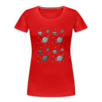 Planet pattern grayscale - Women's Premium Organic T-Shirt - red - Front - Mia (176cm)