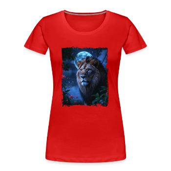 Majestätischer Löwe im Mondlicht - Frauen Premium Bio T-Shirt - Rot - Vorne - Mia (176cm)