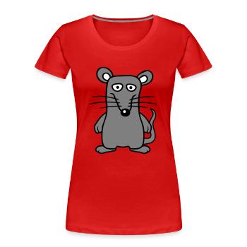 Maus Mäuschen Süße Kleine Ratte Nager Lustig Comic - Frauen Premium Bio T-Shirt - Rot - Vorne - Mia (176cm)