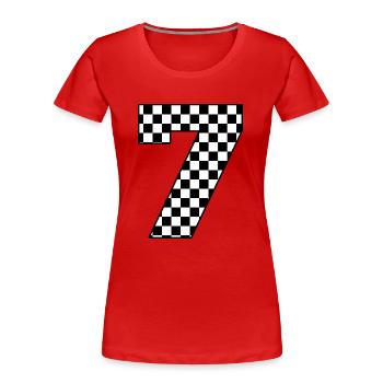 Numéro 7 à carreaux - T-shirt bio Premium Femme - rouge - Devant - Mia (176cm)