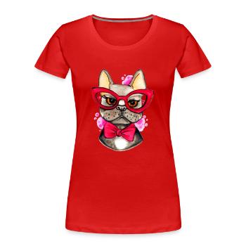Bully Lieschen - T-shirt bio Premium Femme - rouge - Devant - Mia (176cm)