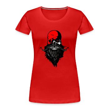 head of death hipster skull bald bearded skull barb - Women's Premium Organic T-Shirt - red - Front - Mia (176cm)