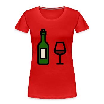Red wine bottle with red wine glass - Women's Premium Organic T-Shirt - red - Front - Mia (176cm)